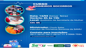 Secretaria da Mulher oferece curso gratuito de primeiros socorros